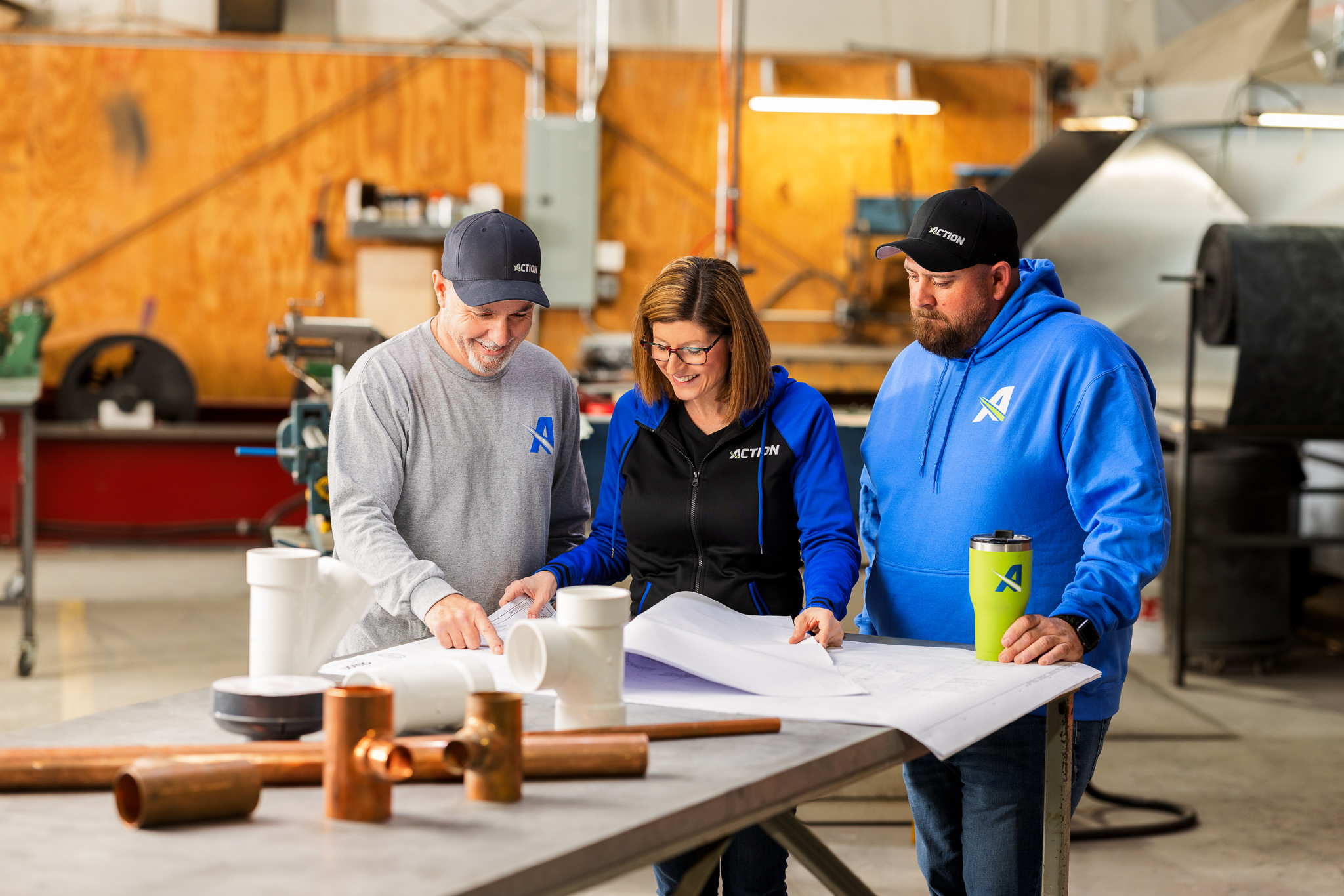reviewing blueprints